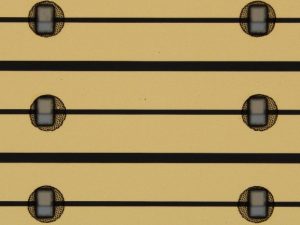 Micro LED chip connected by anisotropic conductive film（ACF） transferred to the designated position on the circuit by excimer laser